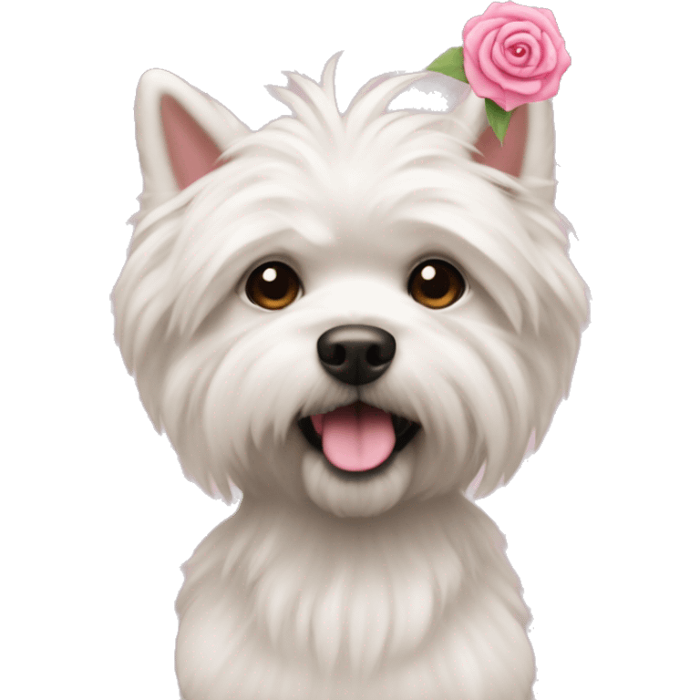 Cut dog with pink rosett and fluffy emoji