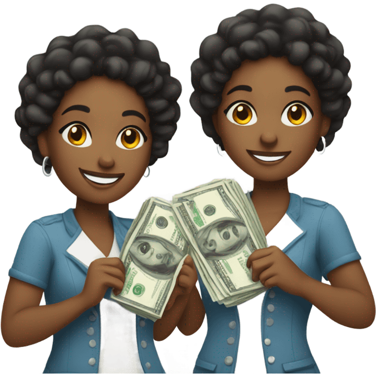 2 black girls with money emoji