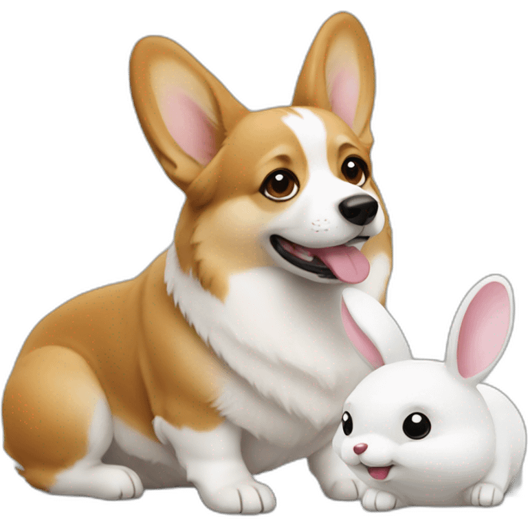 Corgi with white rabbit emoji