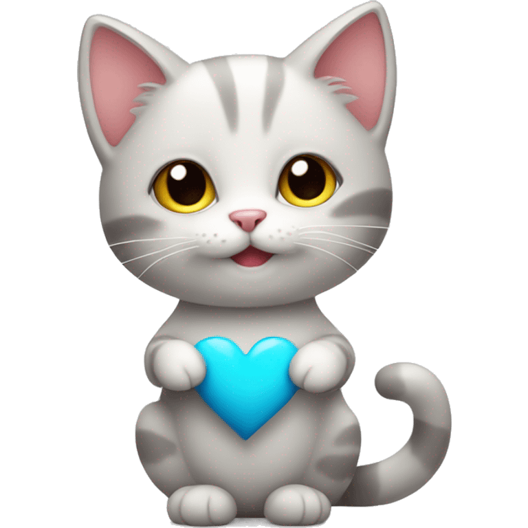 cute cat holding a big heart emoji