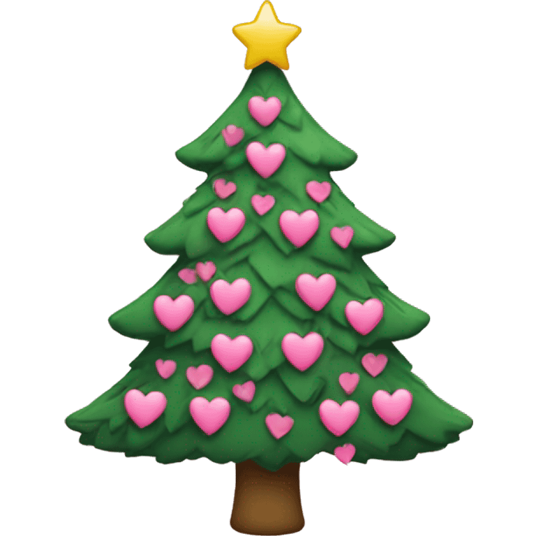 Christmas tree with pink hearts emoji