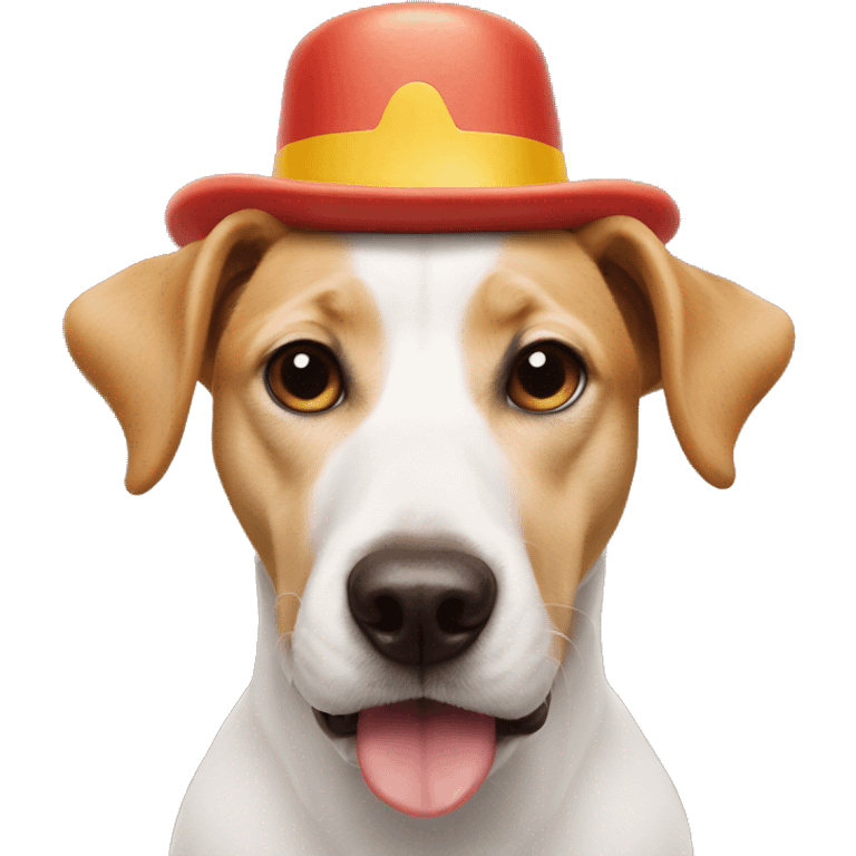 dog whit a hat, whit hotdog in the mouth emoji