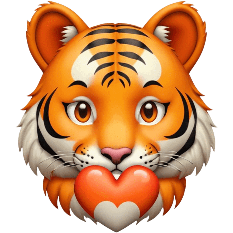 Sad tiger holding heart emoji