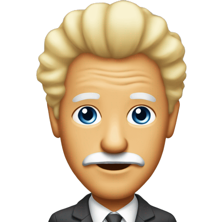 Orange skinned old man with fluffy blonde hair in a business suit emoji