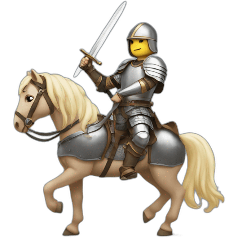 Hero on a horse in armour with sword emoji