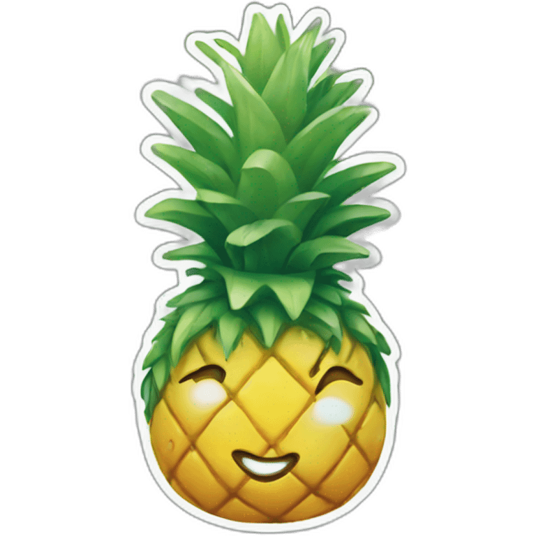 Road with pineapple sticker on street emoji