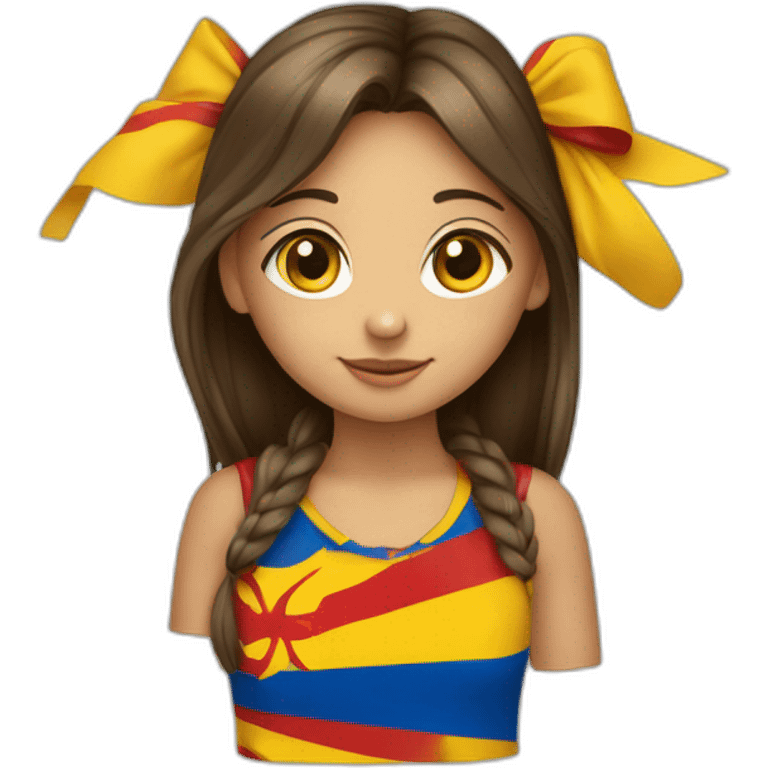 Drapeau Catalan tenu par une fille emoji