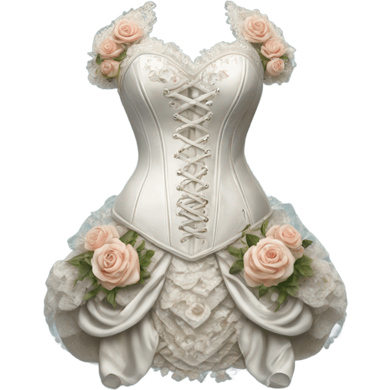 Hyper Realistic ornate corset Wedding dress displays with flowers  emoji