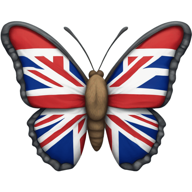 A butterfly wearing the British flag emoji