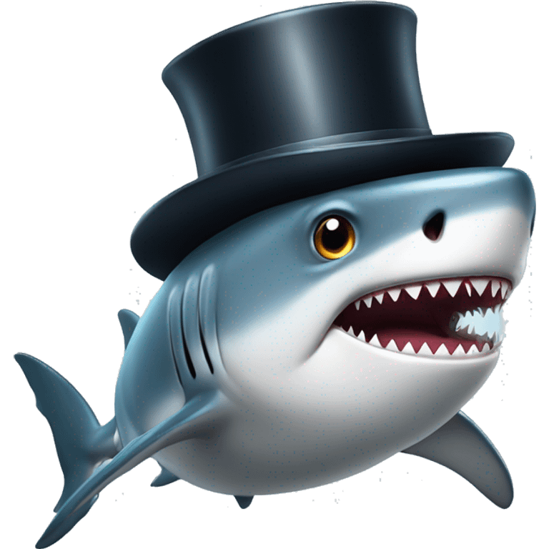 Shark with a top hat emoji