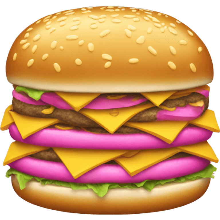 Pink and gold cheeseburger  emoji