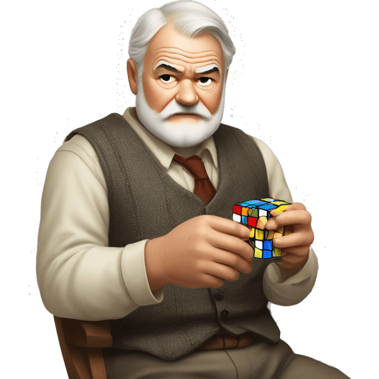 Ernest Hemingway holding a Rubik's cube in his hands emoji