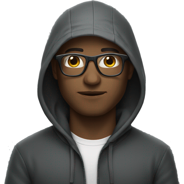 Man with hoodie and glasses. emoji