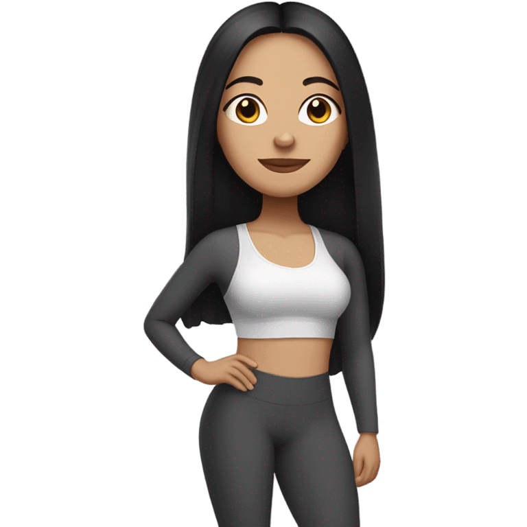 lightskin latin woman with straight long black hair wearing a yoga outfit  emoji