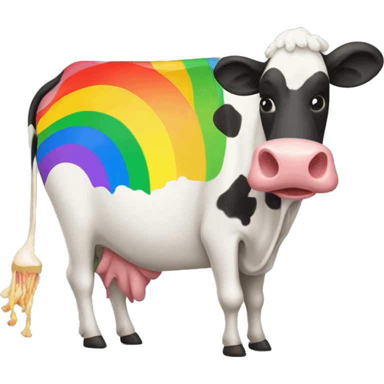 Moo Deng eating a rainbow emoji