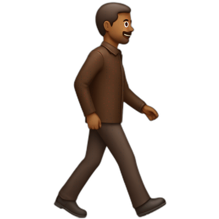 A man walking a chocolate colored doodle emoji