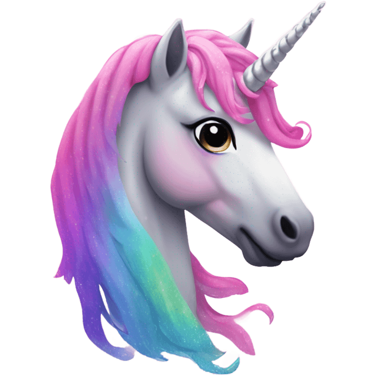 Pink rainbow ombre majestic unicorn with glitter  emoji