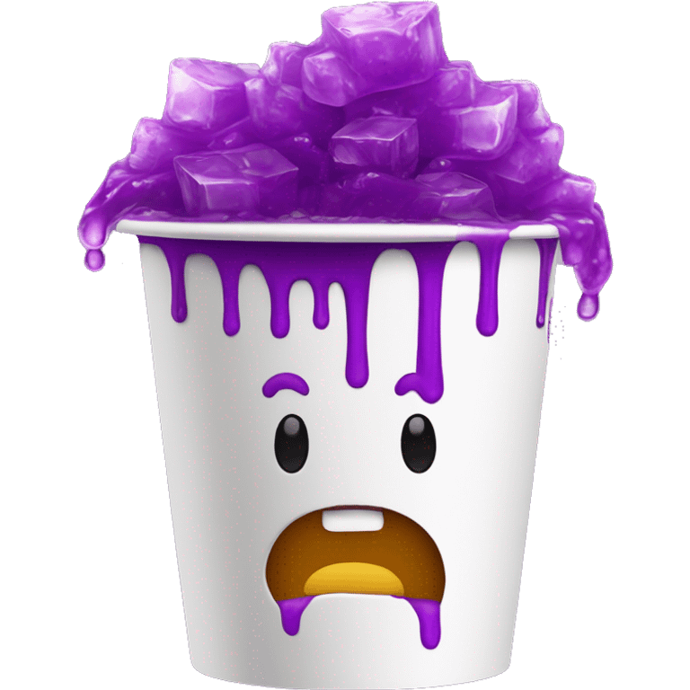 thick white styrofoam cup filled with purple ooze and ice cubes emoji