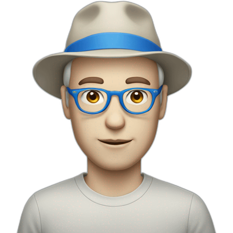 pale skin man with blue hat and thin glasses emoji