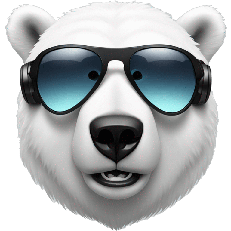 polar bear head, dj, wearing sunglasses and over ear headphones emoji