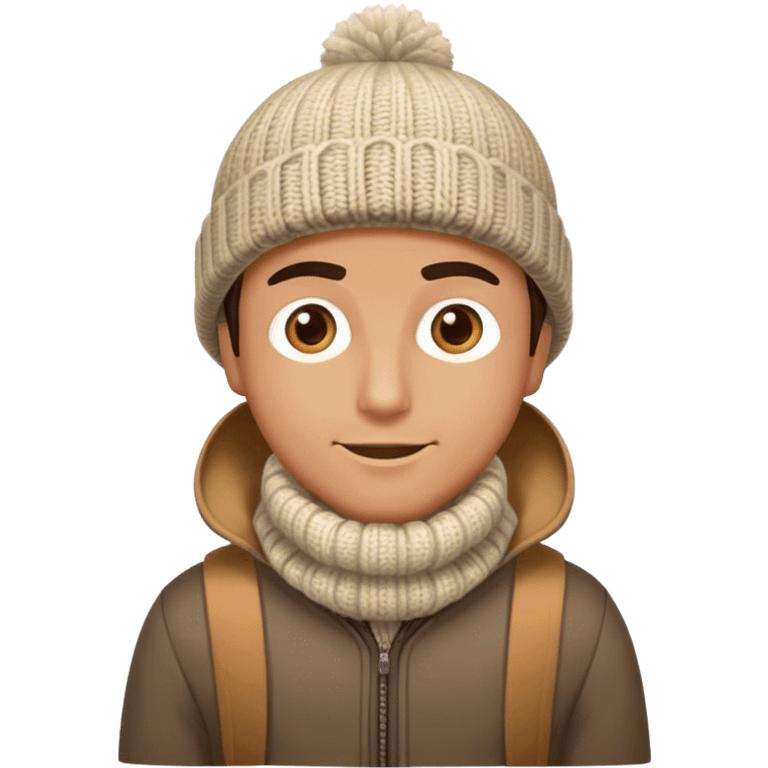 man in outdoor wither clothes and knited hat fuul scale emoji