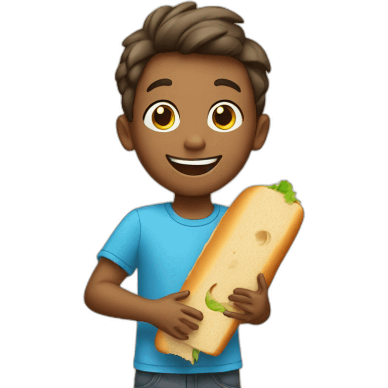 happy kid with sandwich emoji