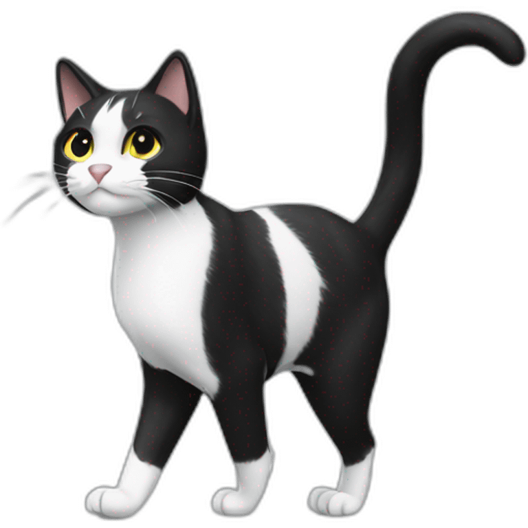 Black and white cat walking profile emoji