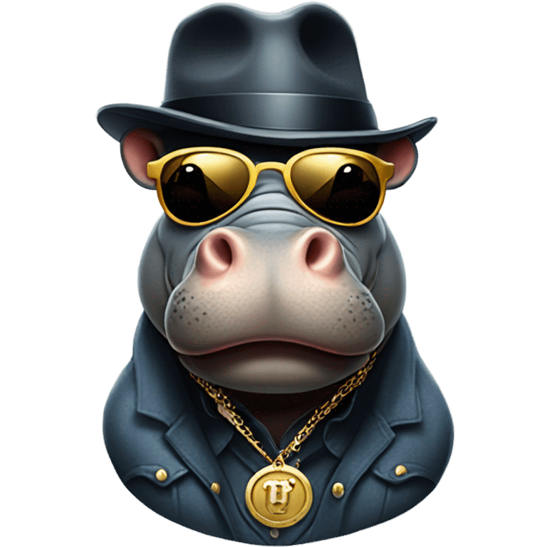 Gangster hippo emoji