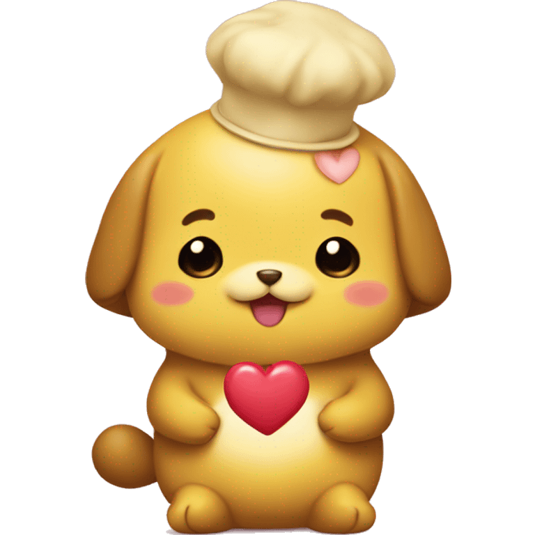 pompompurin holding a heart emoji