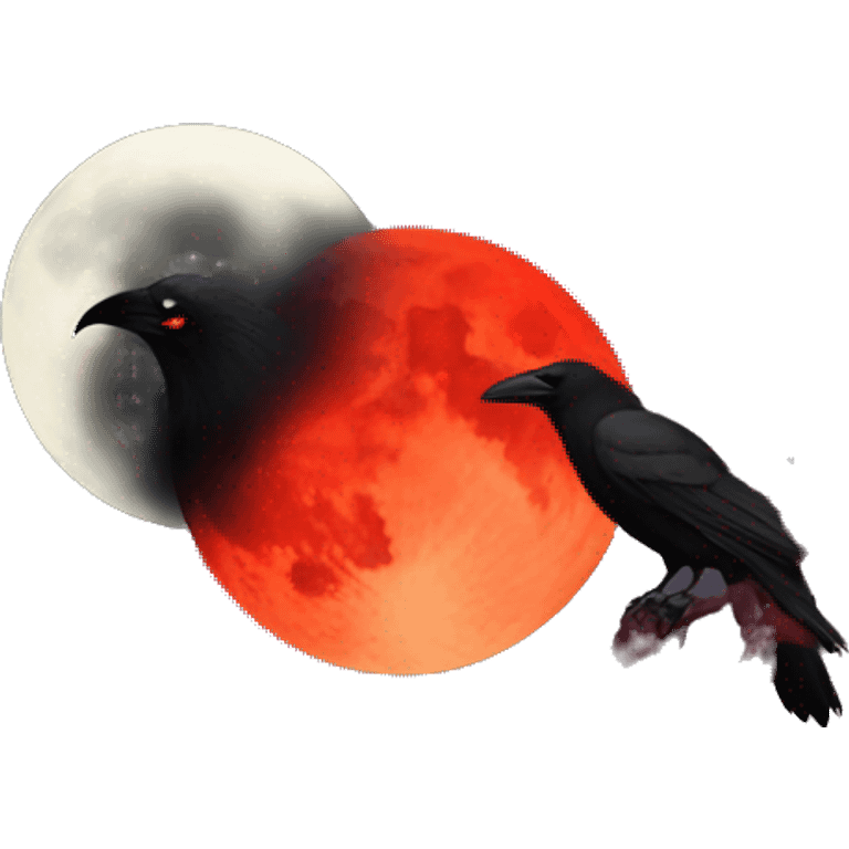 Blood moon with crow in front emoji