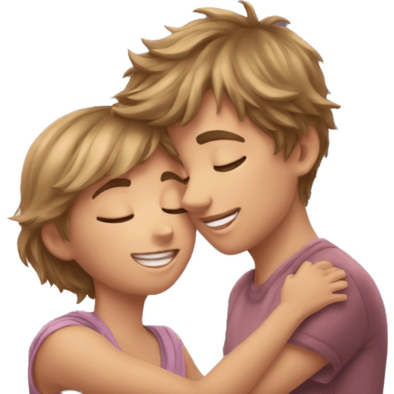 Boy giving a friendly kiss to a girl's cheek emoji