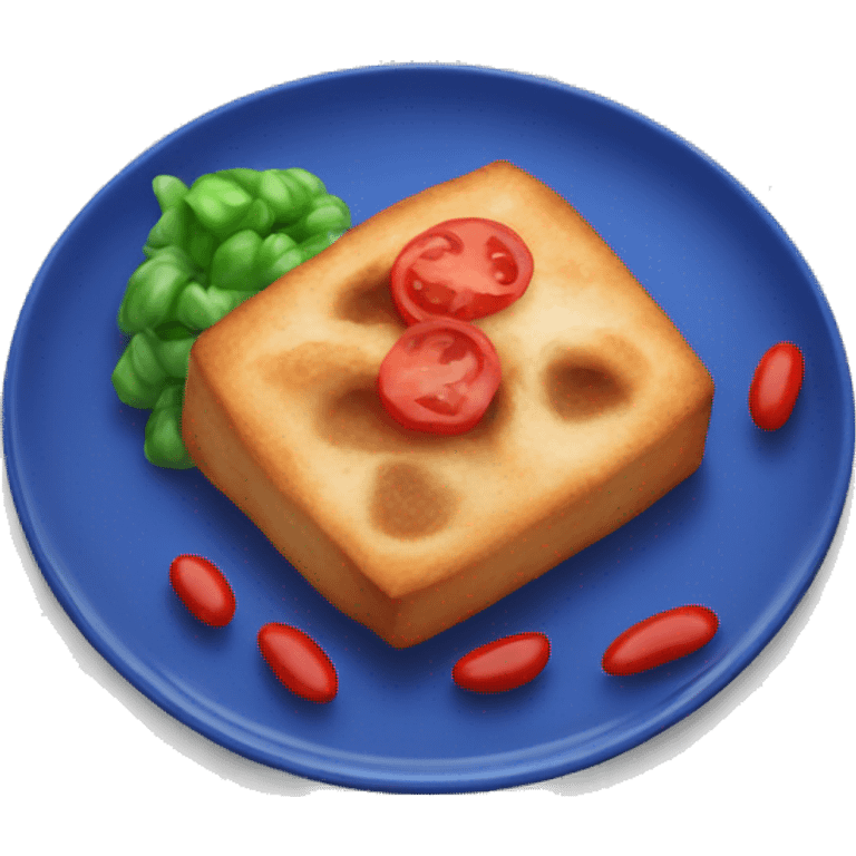 blue plate red food emoji