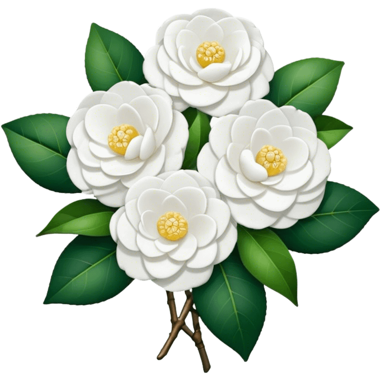 A bouquet of pure white camellias, without leaves  emoji