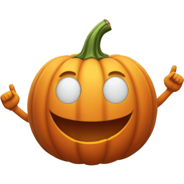 happy pumpkin with hands up emoji