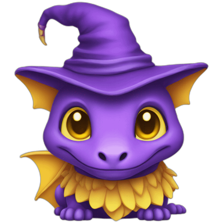 cute purple dragon with yellow eyes wearing wizard hat emoji