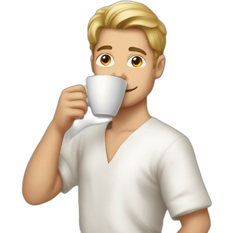 Young white muslin men drinking coffee emoji