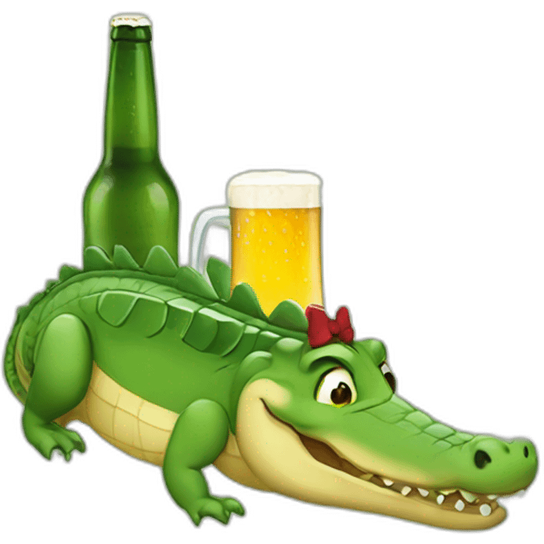 crocodile with beer emoji