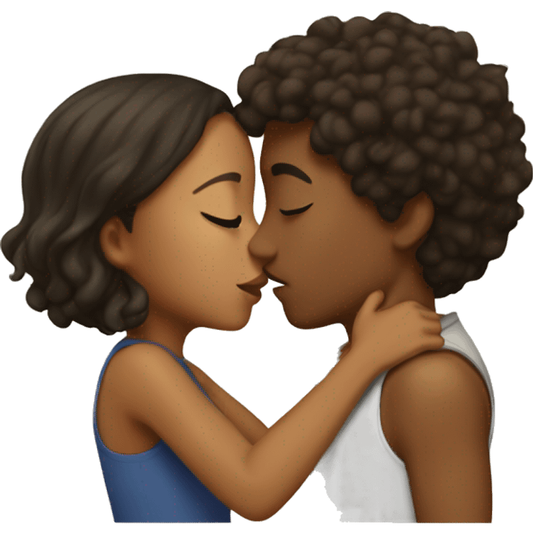 Mixed boy kissing tan girl  emoji