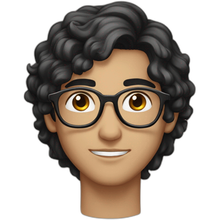 A beautiful Moroccan young man with black, wet hair and white skin, wearing round glasses emoji