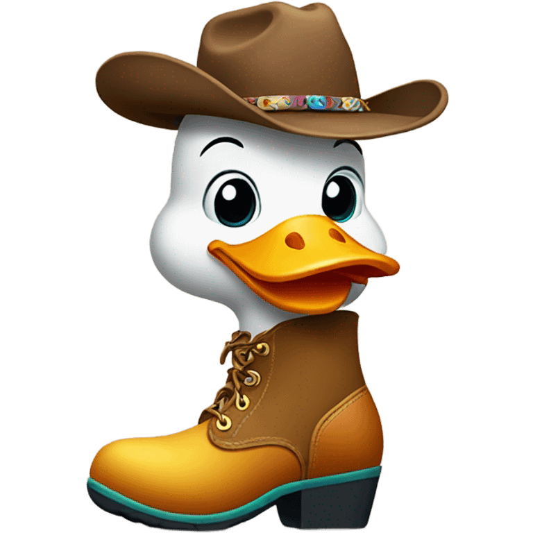 Duck wearing cowboy boots emoji