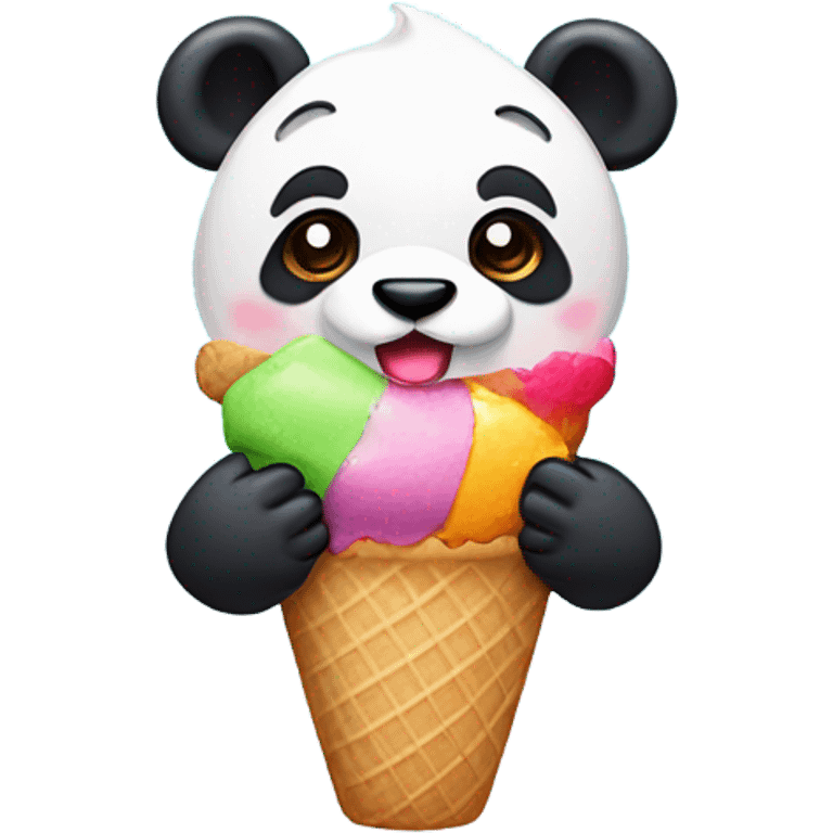 Panda eating ice cream emoji