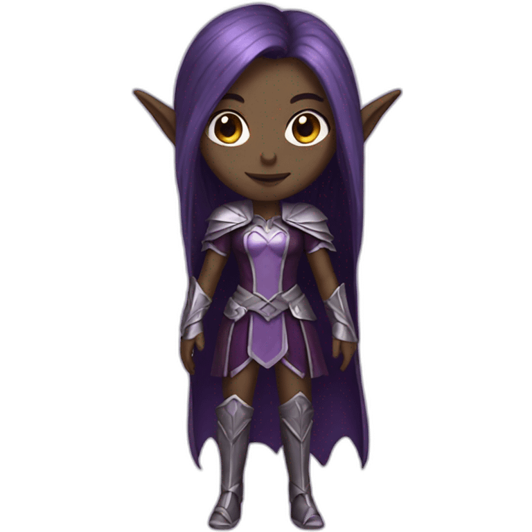 dark elf girl with brown long hair and dark purple and silver outfit  emoji