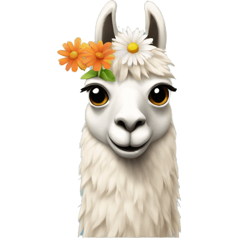 Llama with a flower emoji