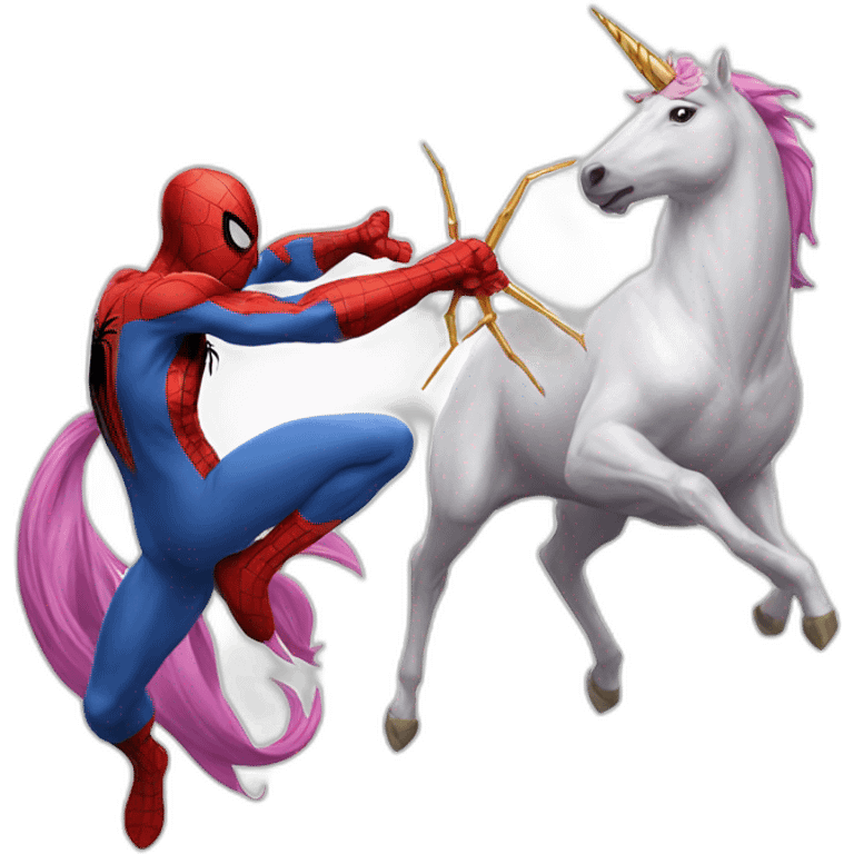 Spider man and unicorn fighting  emoji