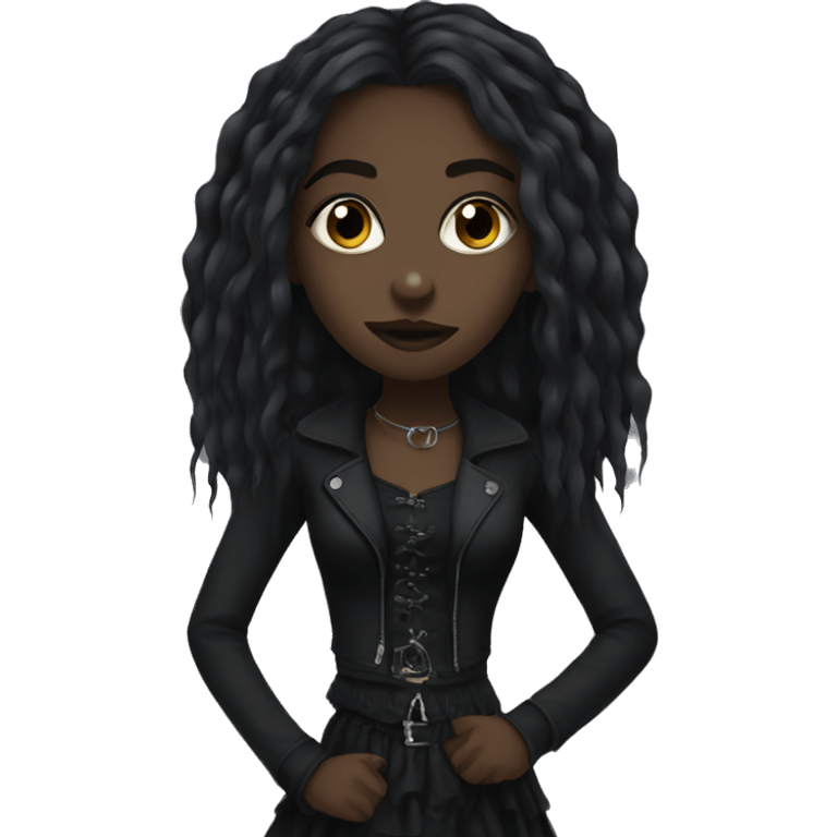 Black goth girl with long hair emoji