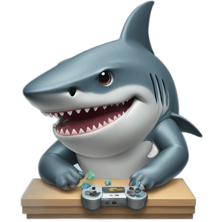 shark playing videogames emoji