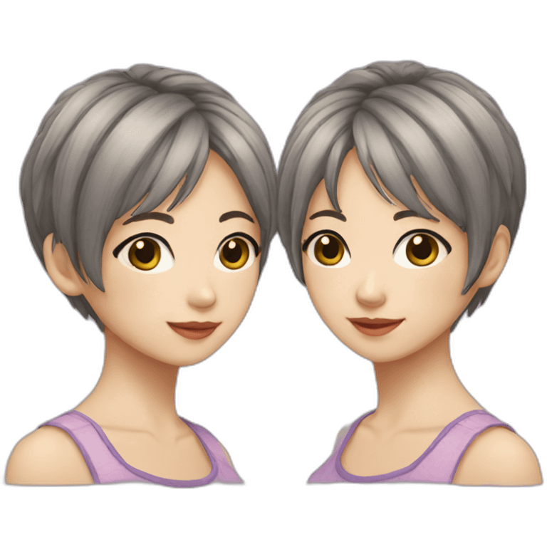 Girl japanese pixie short hair emoji