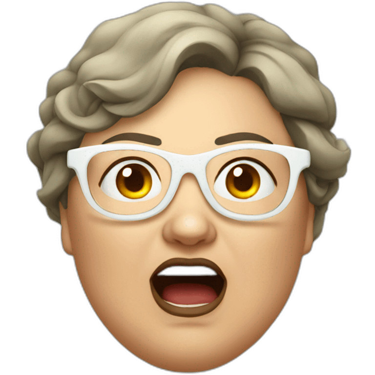 Fat russian women white glasses yelling emoji