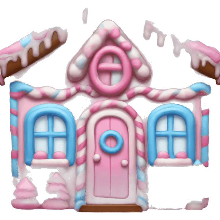 Pink and blue gingerbread house  emoji