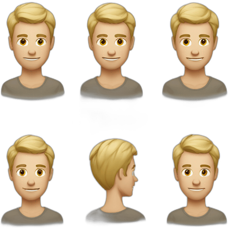 scandinavian guy, slight scruff, short blond hair, slim emoji